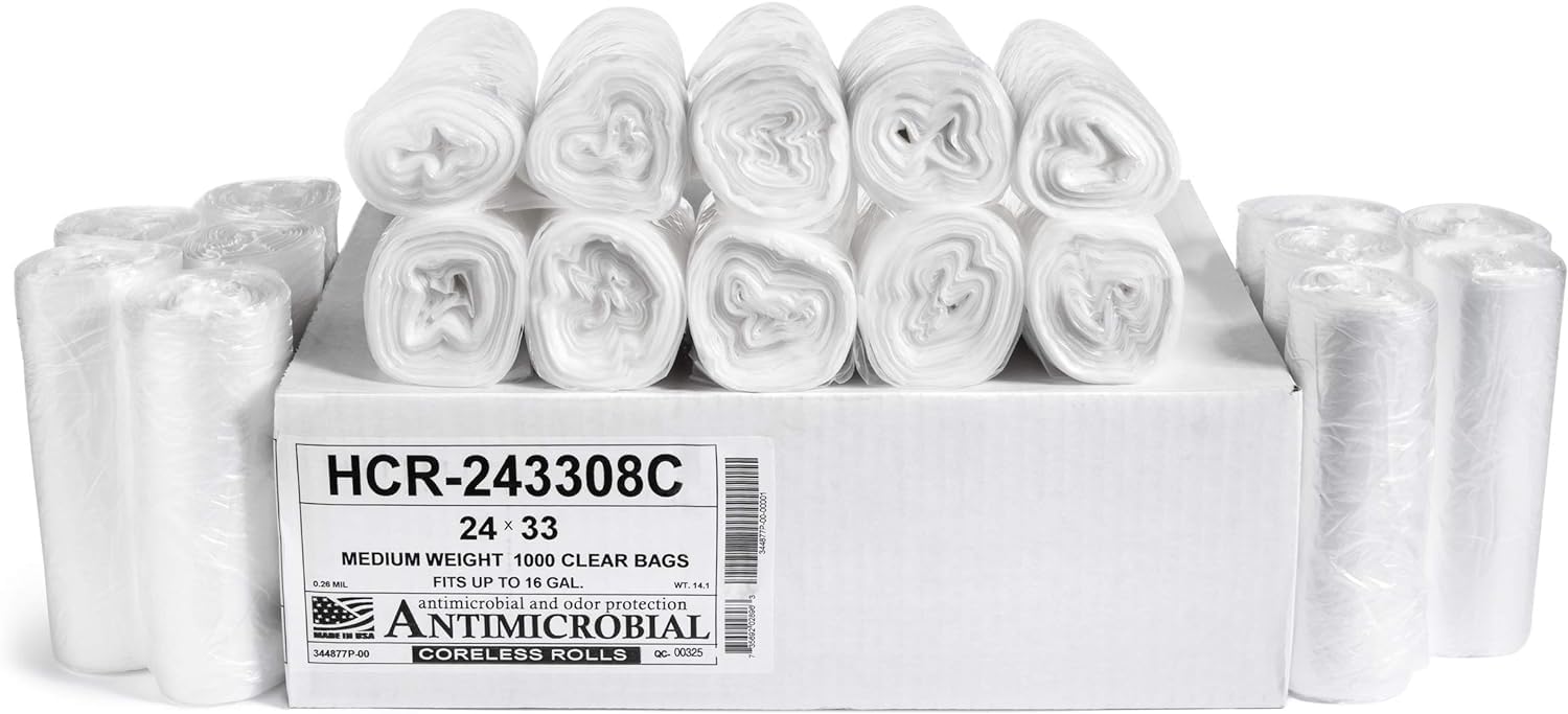 Clear Can Liner 24X33 8m 16glns 50/20rls